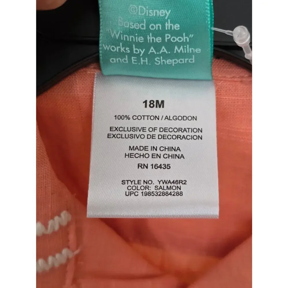 Winnie The Pooh Baby Boy Linen Romper 18 Months NWT Orange